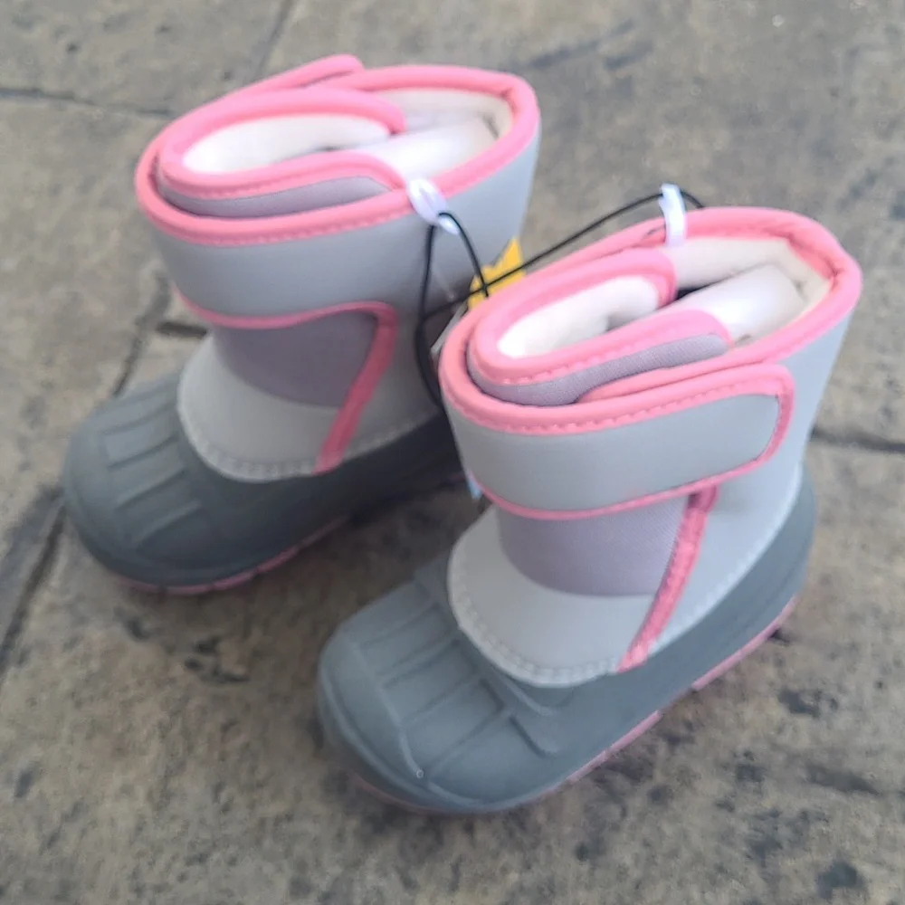 New! Cat & Jack Denver Girls 11 winter snow waterproof leather pink gray boots